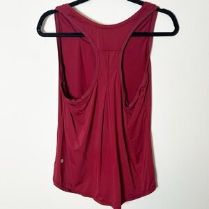 Lululemon Pleated Back Tank Top Dark Red Sweat Wicking Material 10